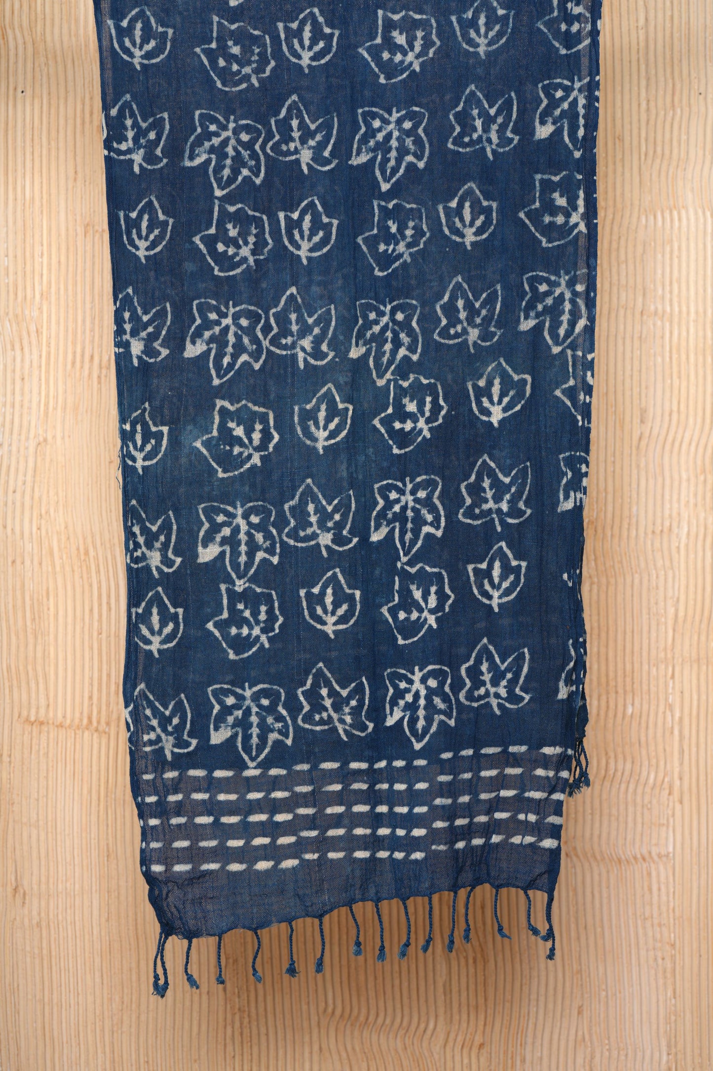 Hand-Block Printed Cotton Indigo Scarf