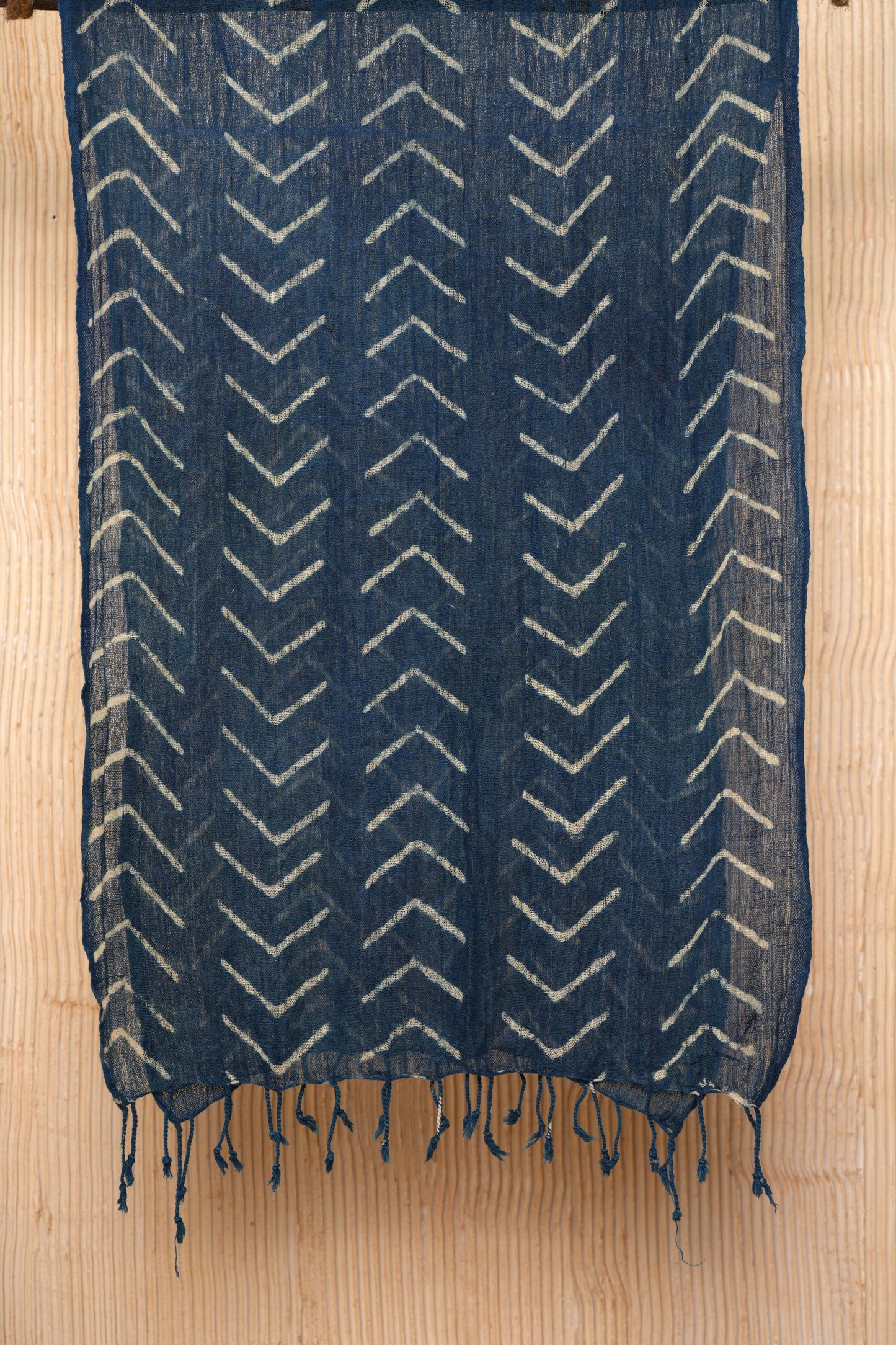 Blue Indigo Cotton Hand-Block Printed Scarf
