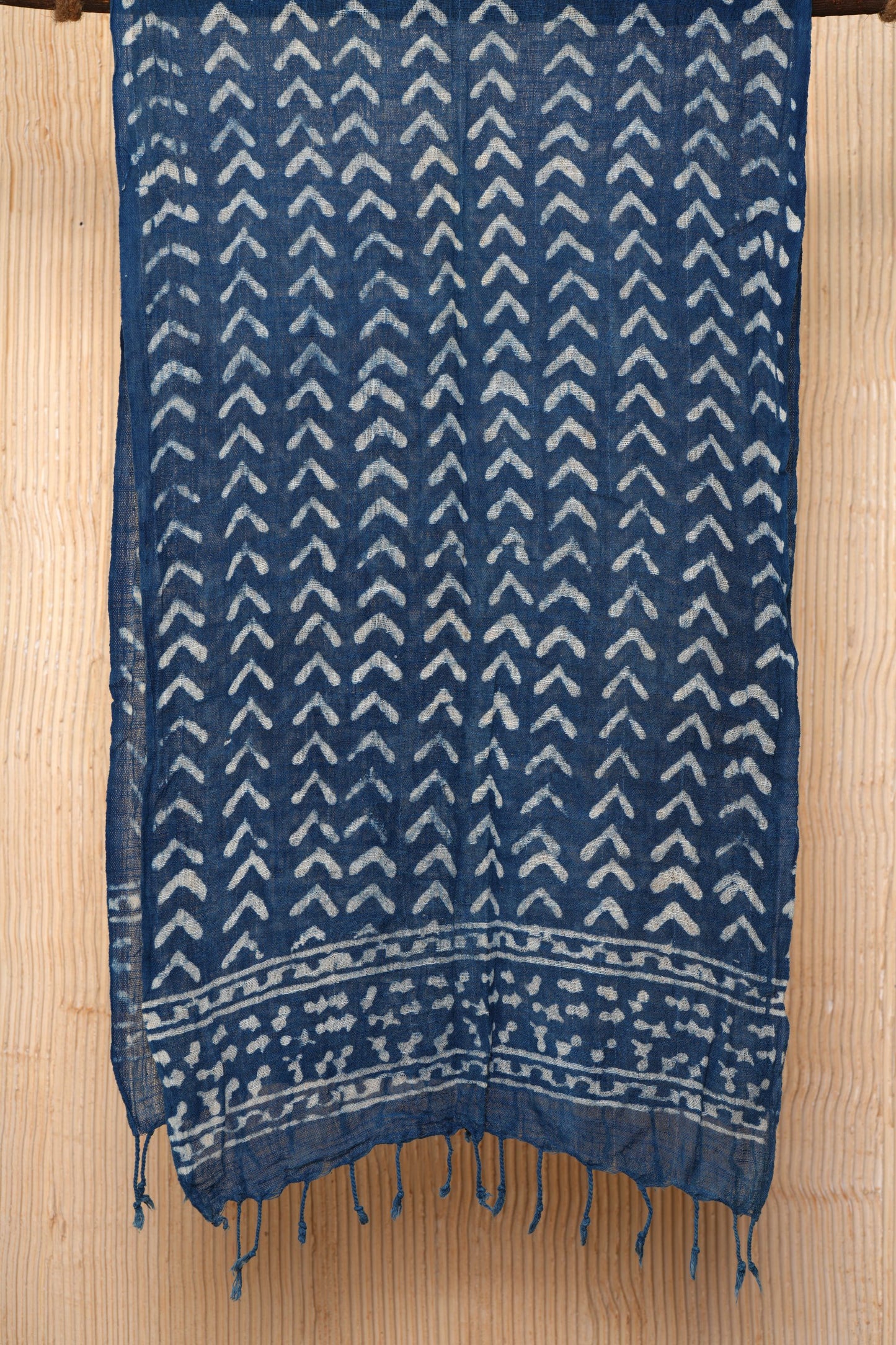 Hand-Block Printed Cotton Indigo Scarf