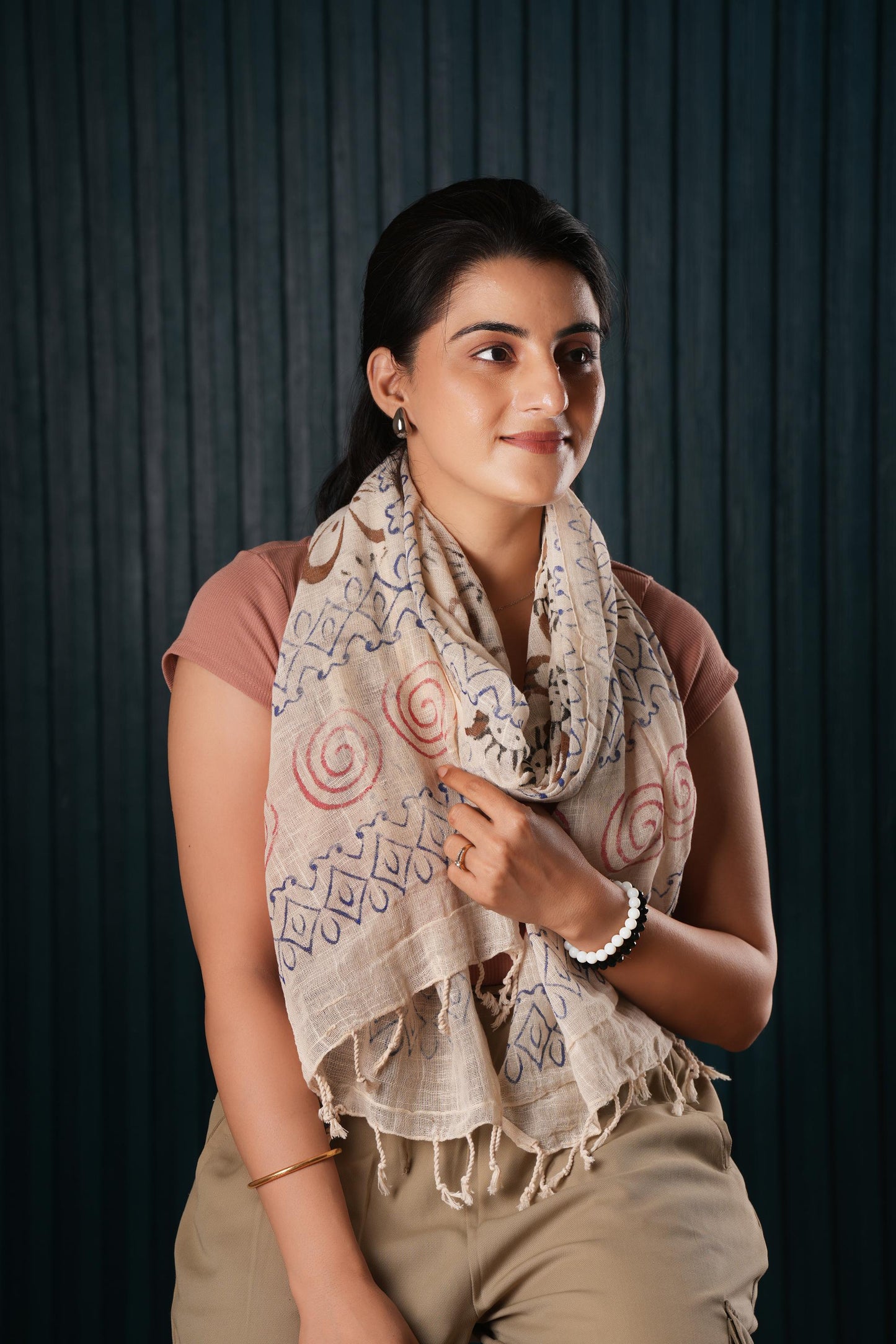 Cotton Printed Scarf Indian Boho Hand-Block Mud Cloth Printed Scarves