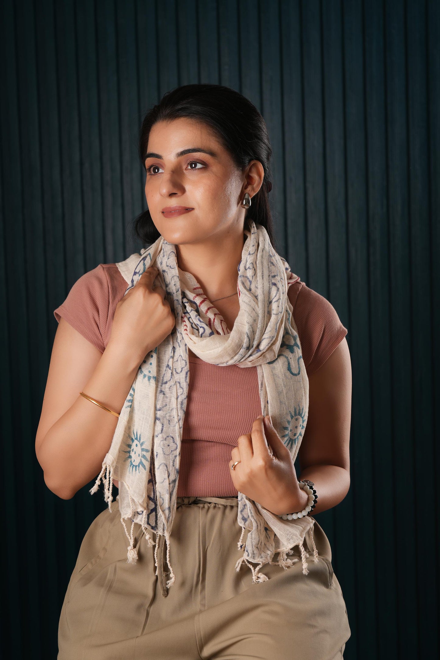 Cotton Printed Scarf Indian Boho Hand-Block Mud Cloth Printed Scarves