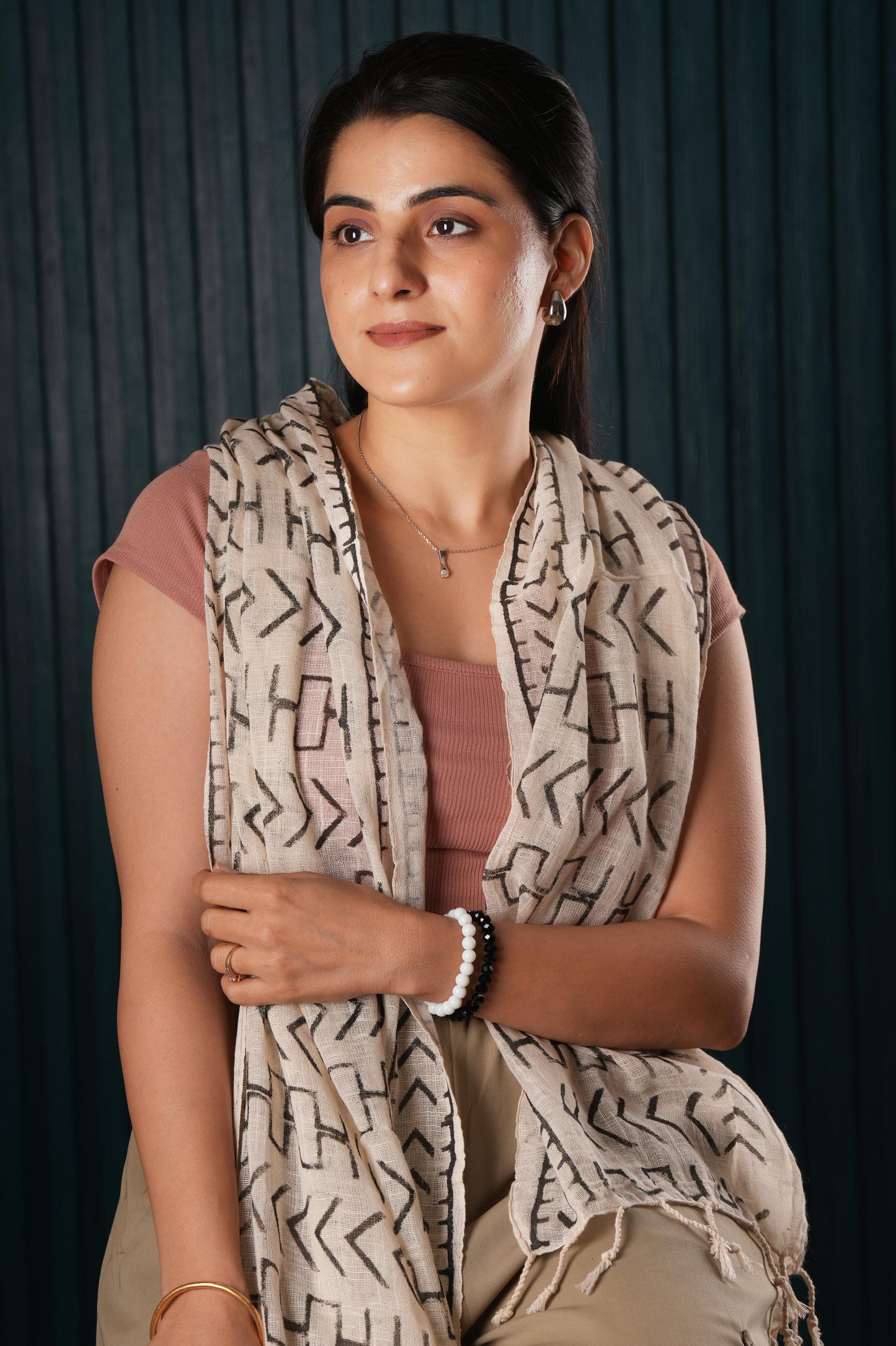 Cotton Printed Scarf Indian Boho Hand-Block Mud Cloth Printed Scarves