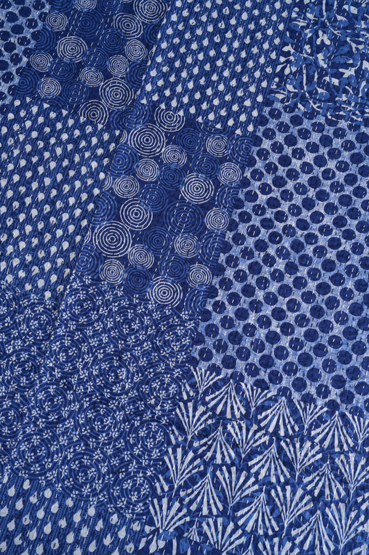 Patchwork Kantha Quilt - Blue