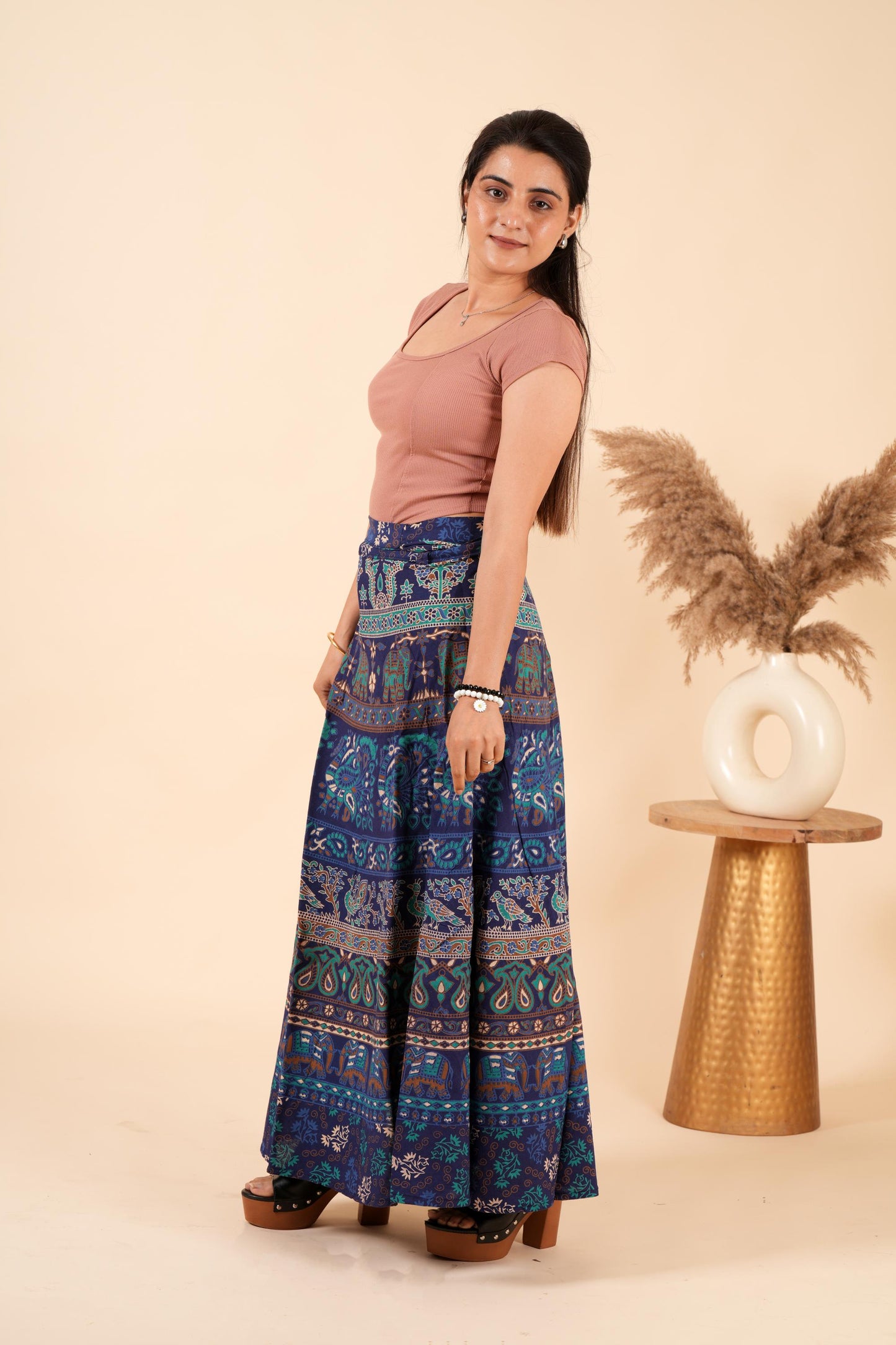 Handmade Cotton Vintage Indian Maxi Long Wrap Skirt