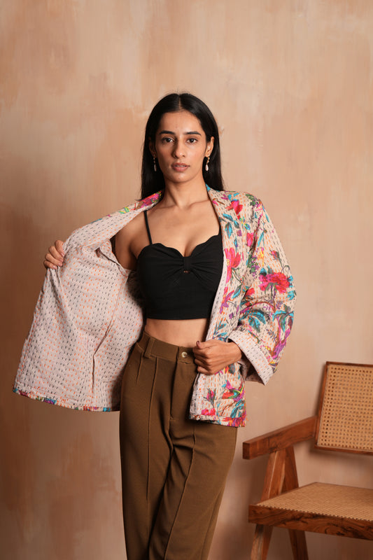 Beige Sparrow Kantha Jacket