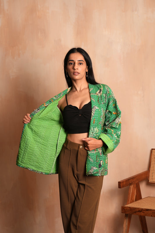 Animal Prints Safari Kantha Jacket