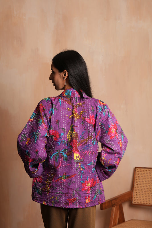 Indian Sparrow Kantha Jacket - Purple