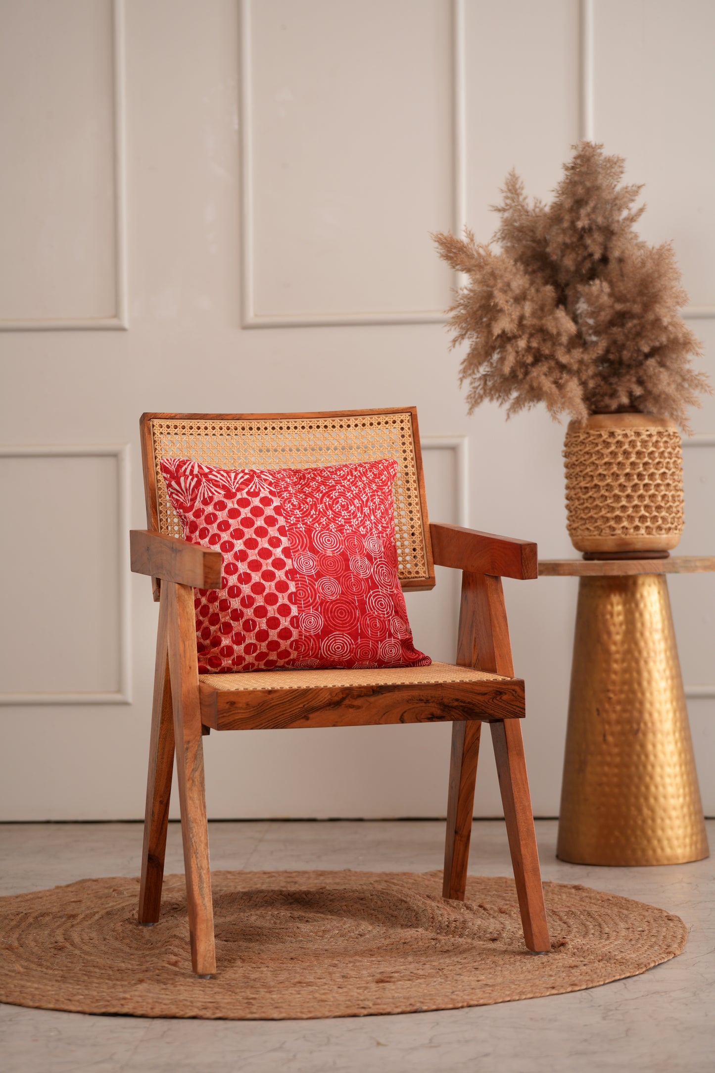 Red Patchwork Throw Pillow Case