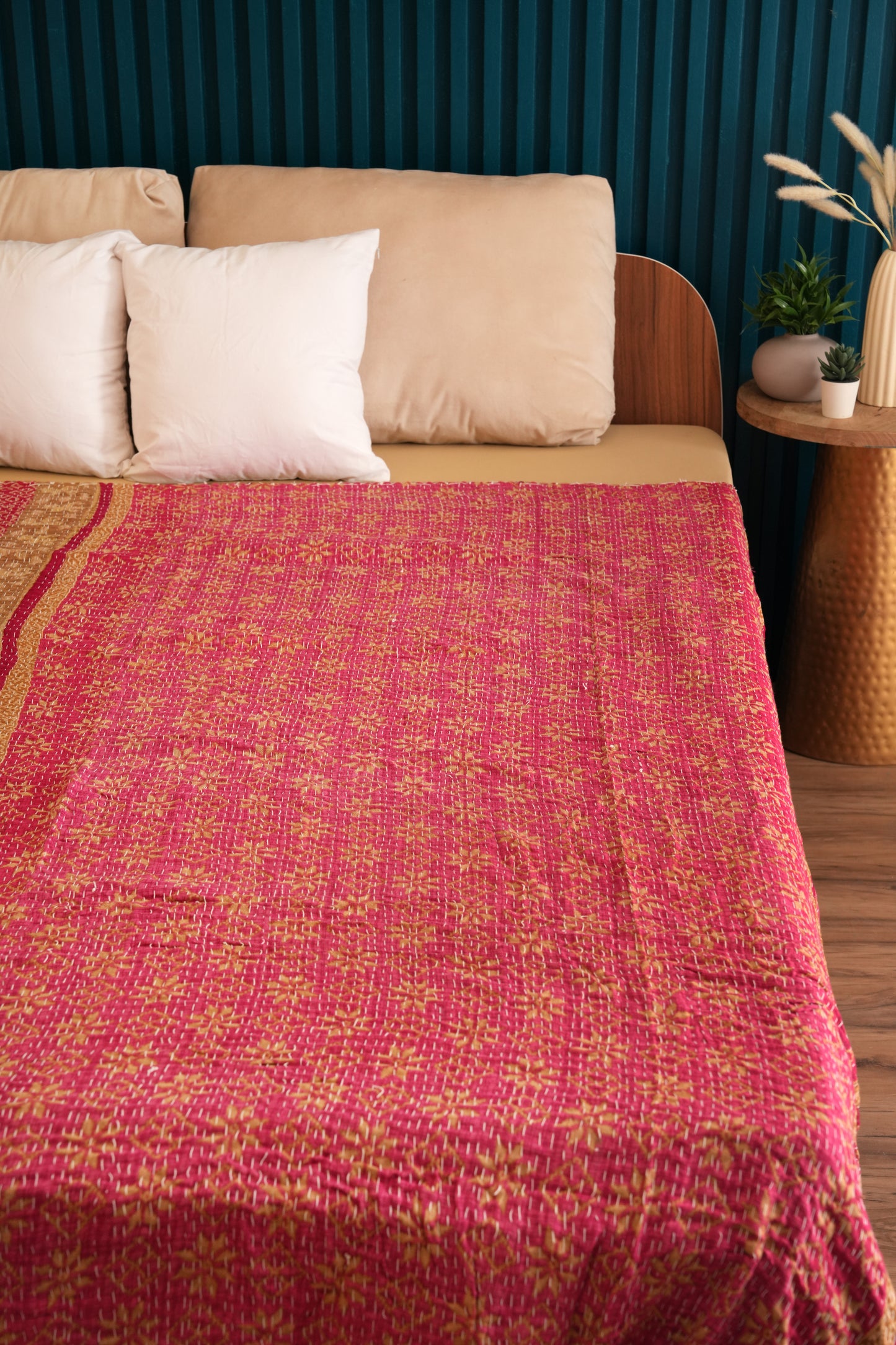 Indian Cotton Handmade Vintage Reversible Kantha Quilts