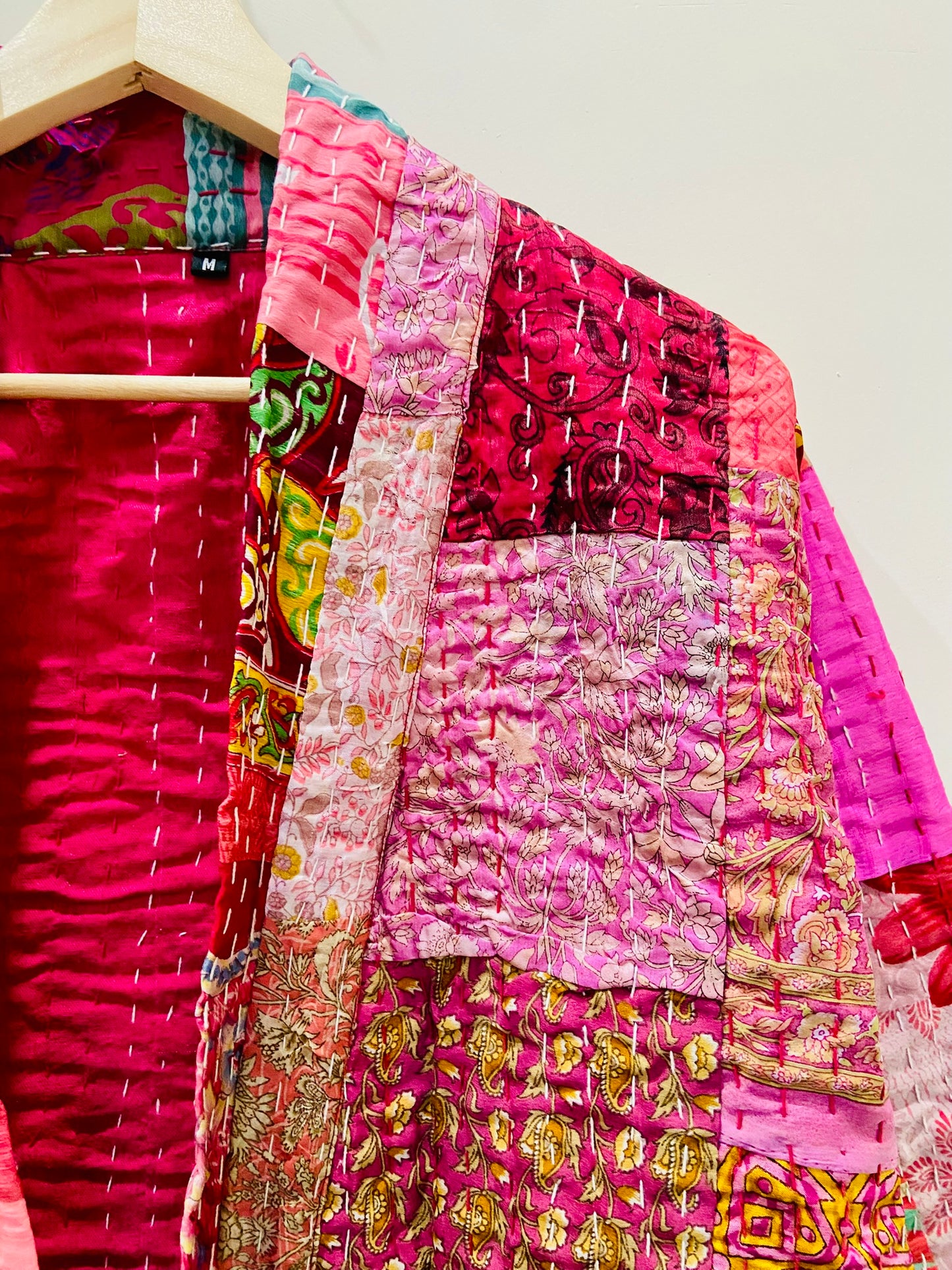 Handmade Vintage Silk Patchwork Kantha Stitched Jacket
