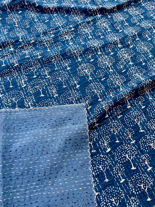 Indigo Queen Kantha Quilt