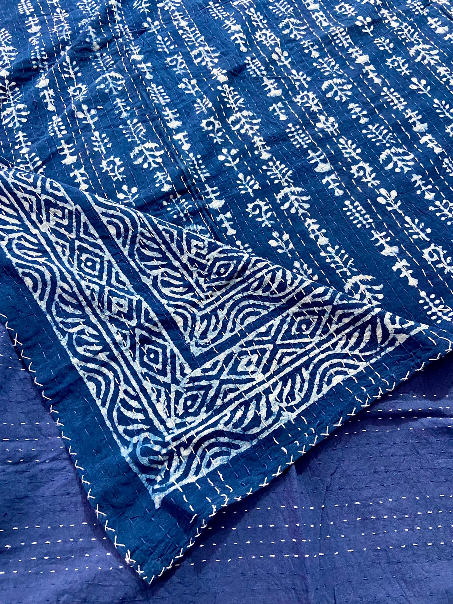 Rare Indigo Kantha Throw