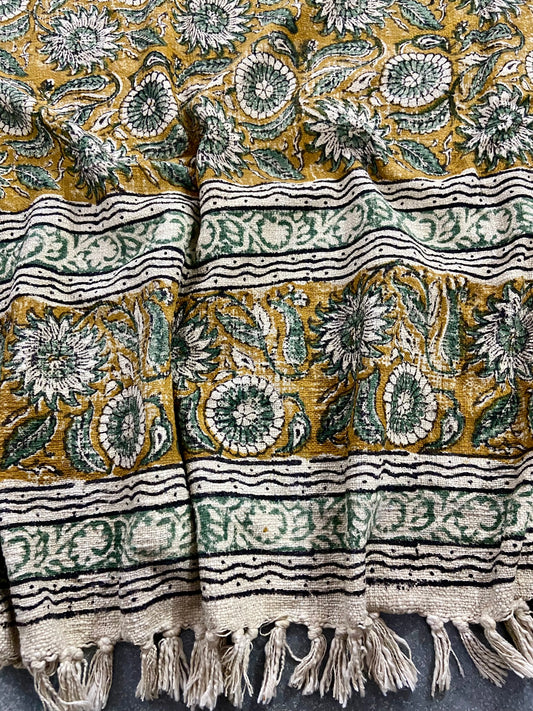 Sofa Décor Room Décor Handmade Throw Handblock print Throw Cotton Throw Blanket Tassels Hand Loomed Block Print Cotton Sofa Throw