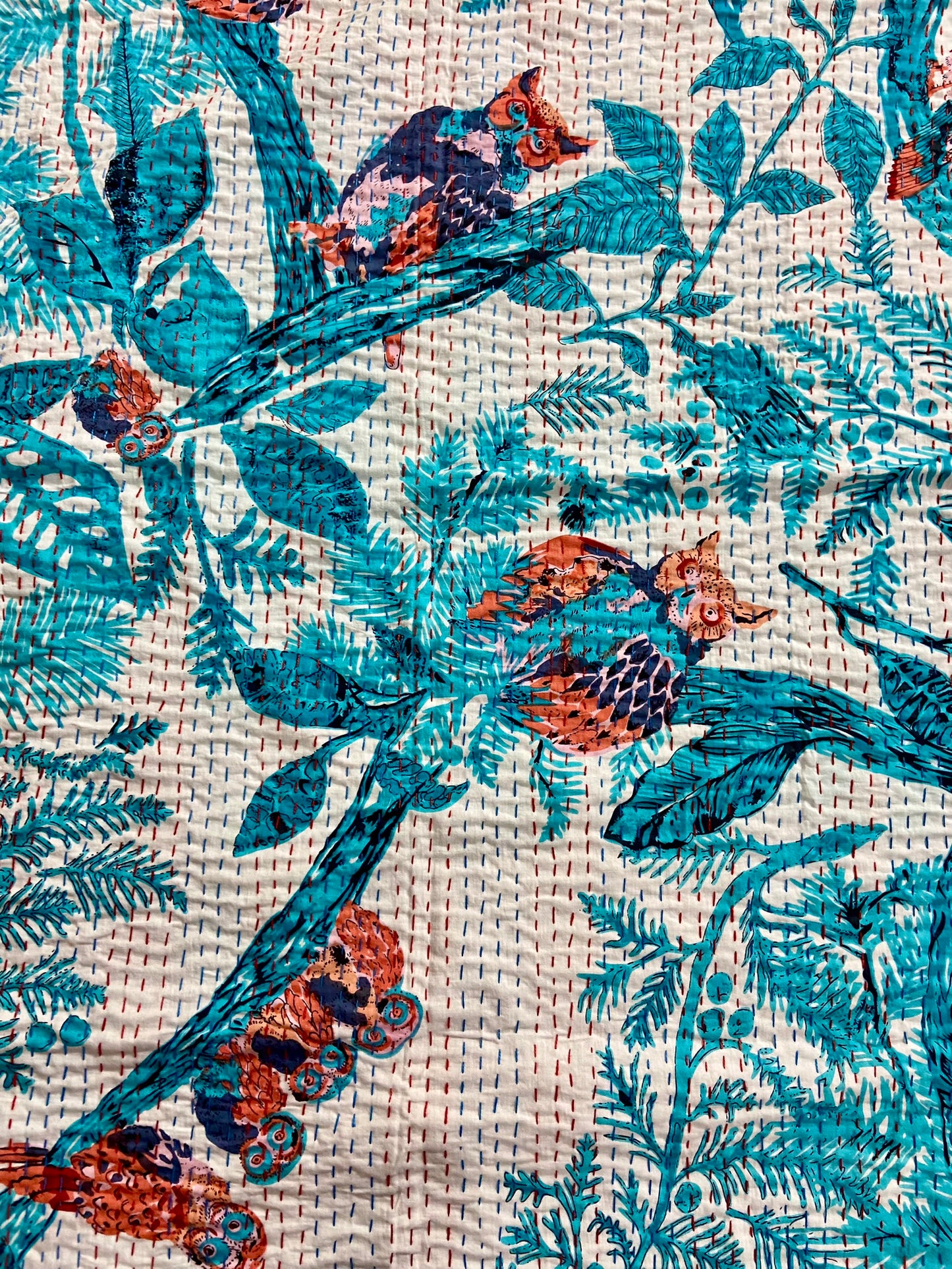 Wild Owl Handmade Kantha Quilt