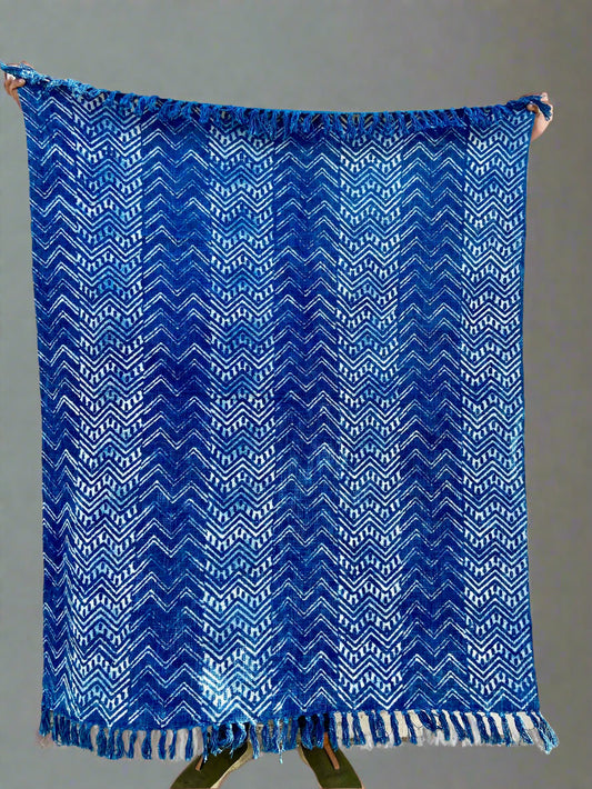 Handmade Cotton Throw - Indigo