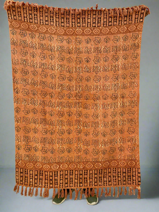 Hand-Block Printed Cotton Throw Blanket