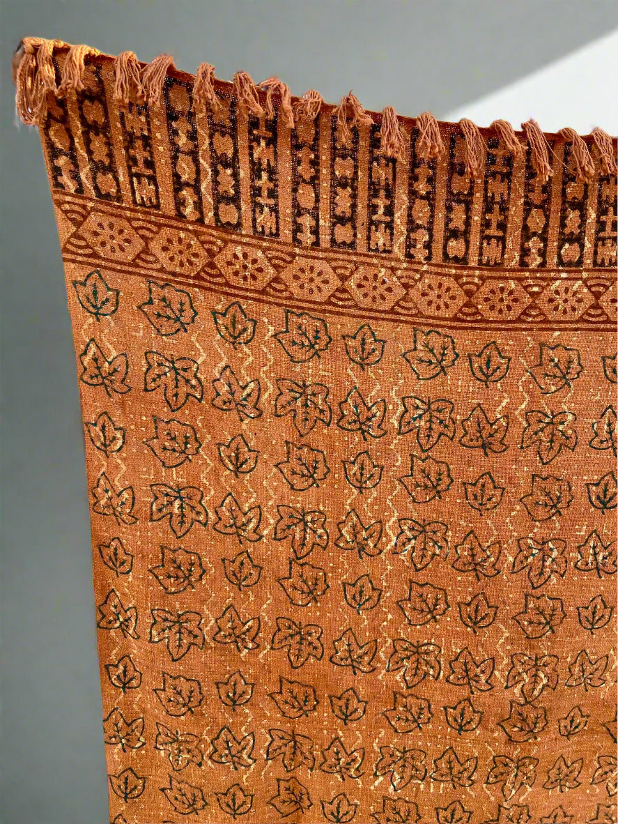 Hand-Block Printed Cotton Throw Blanket