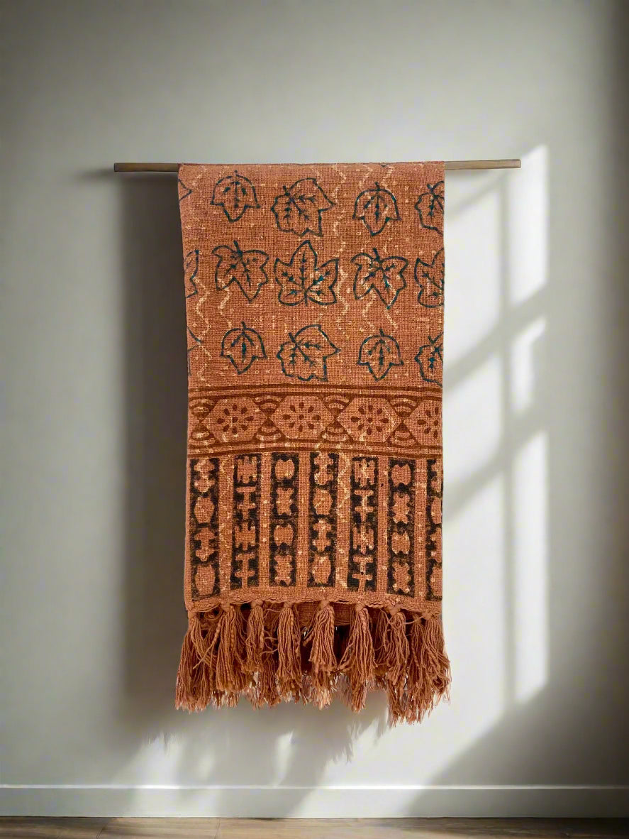 Hand-Block Printed Cotton Throw Blanket