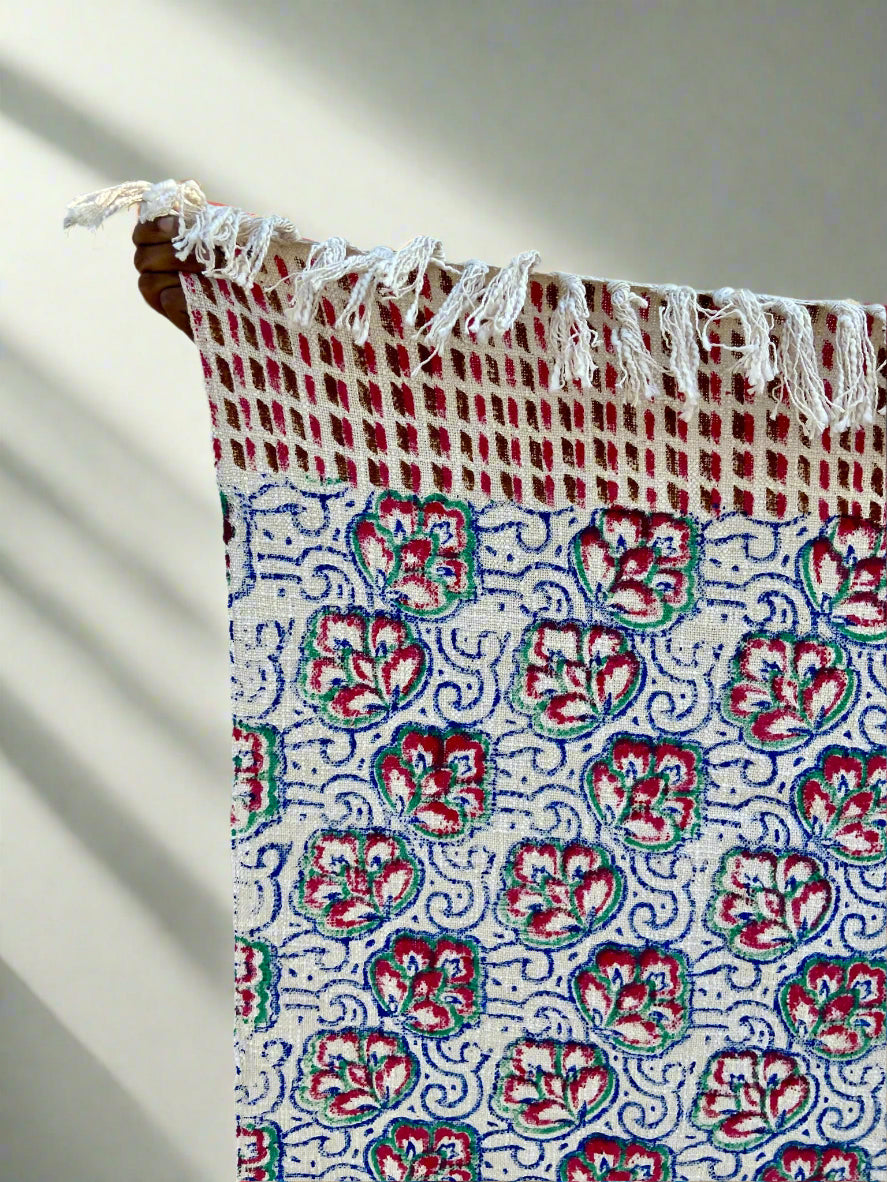 Boho Indian Mud Cloth Throw Blanket With Tassels