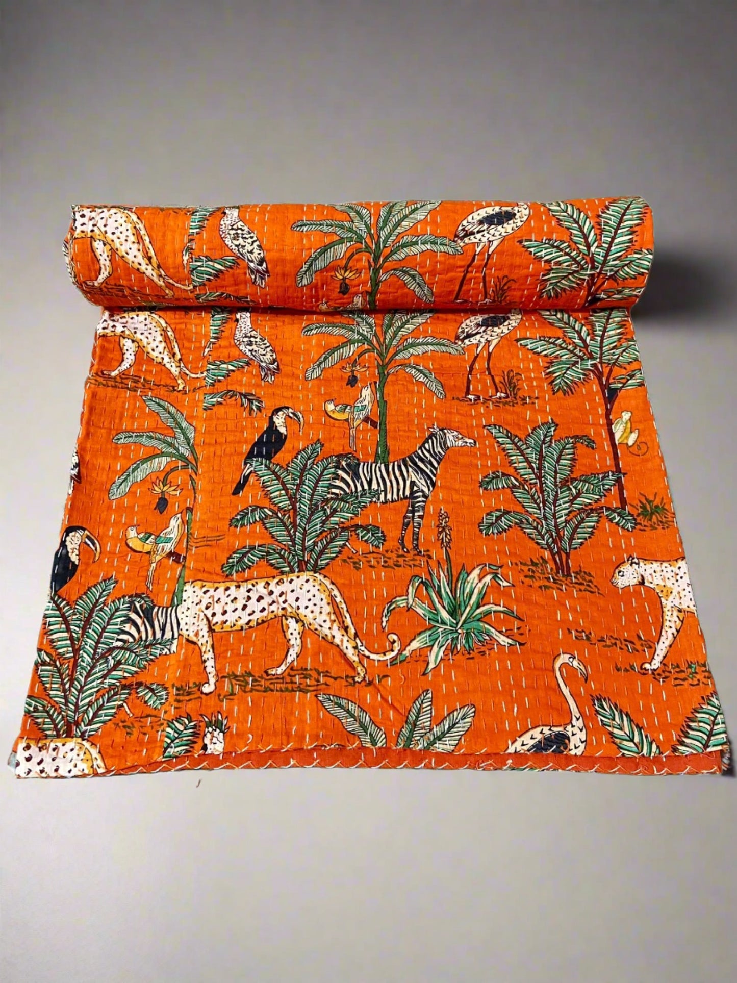 Cheetah Jungle Animal Kantha Quilt