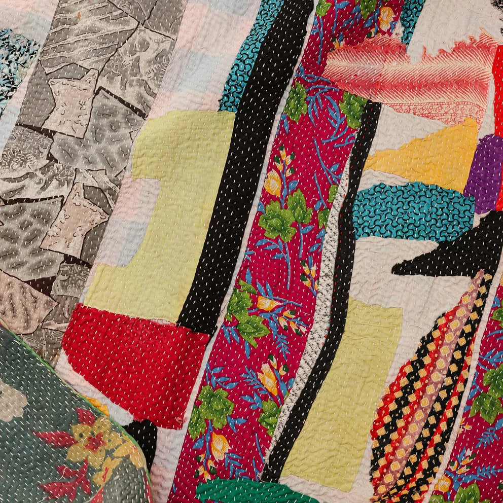 1940's Collective Pieces Handmade Cotton Vintage Patchwork Kantha Quilts - Wholesale Lot