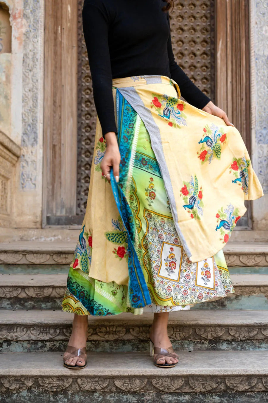 Silk Long Wrap Skirts