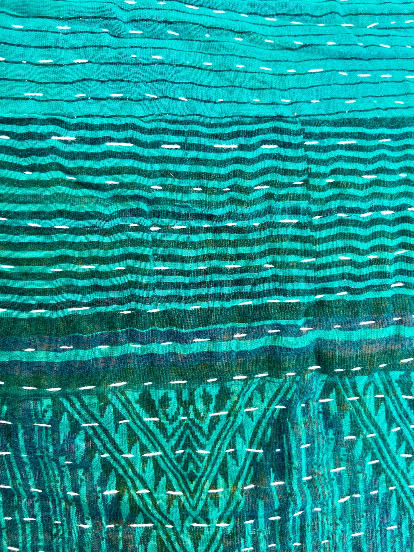Handmade Vintage Cotton Green Kantha Quilts