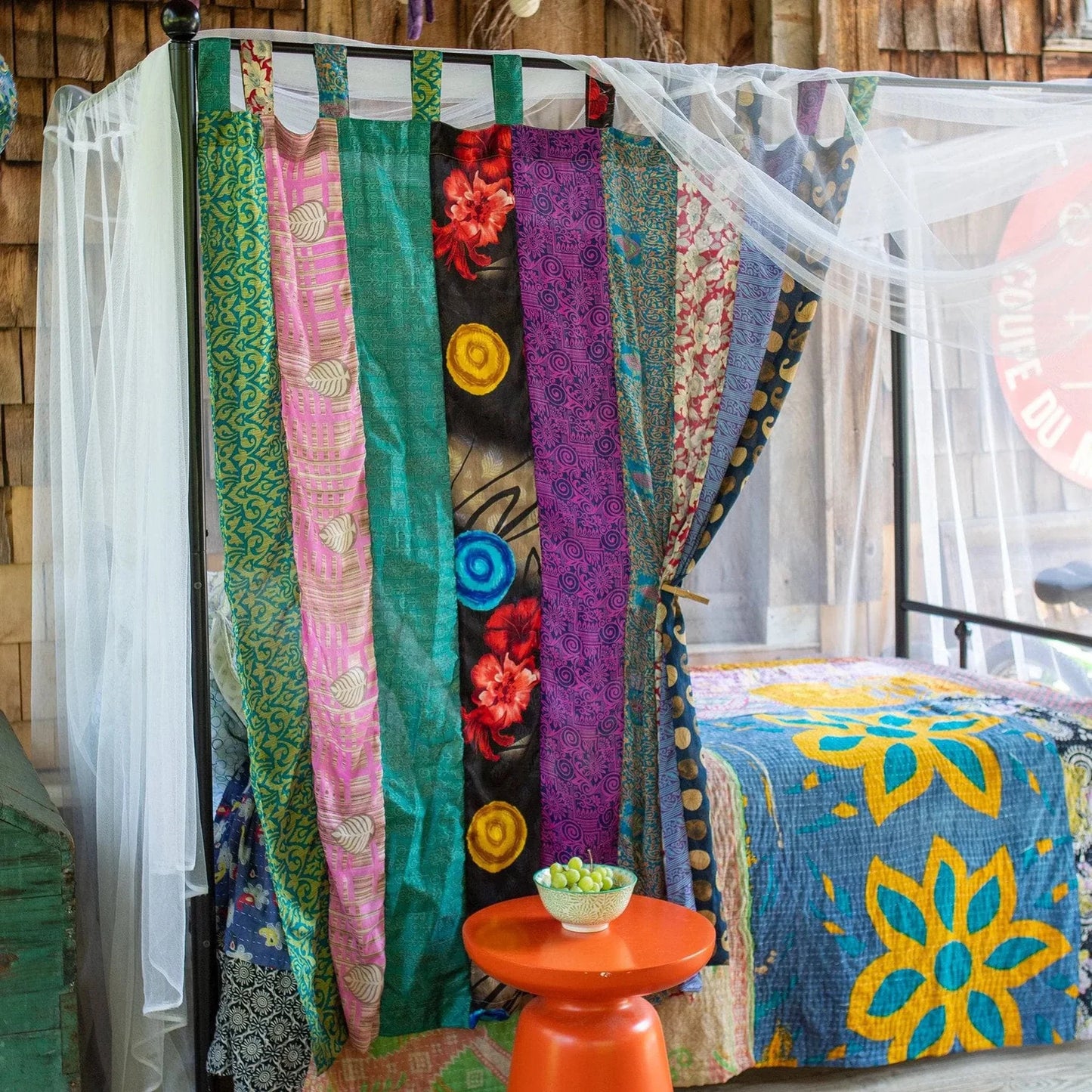 Sari Silk Curtains - handmade from recycled silk