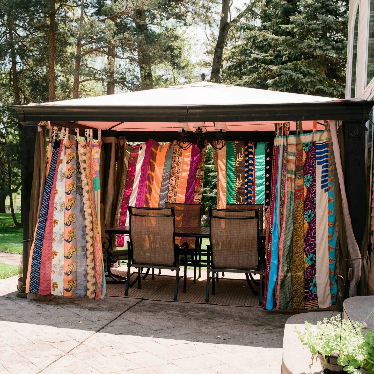 Sari Silk Curtains - handmade from recycled silk