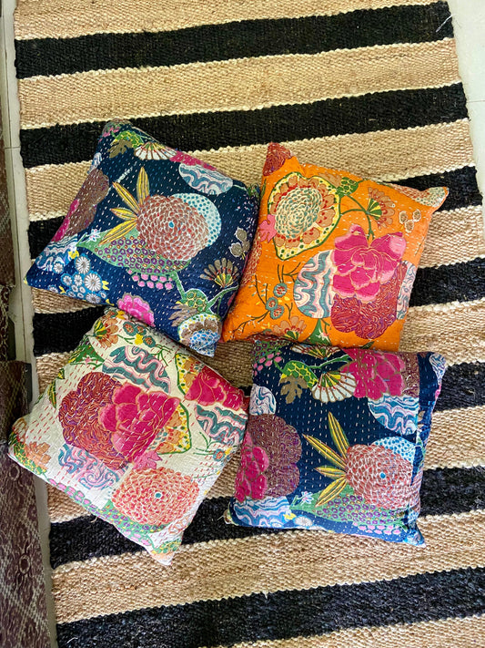 Kantha cushion cover cotton embroidered cushion vintage cushion cover home decorative Kantha pillow shams