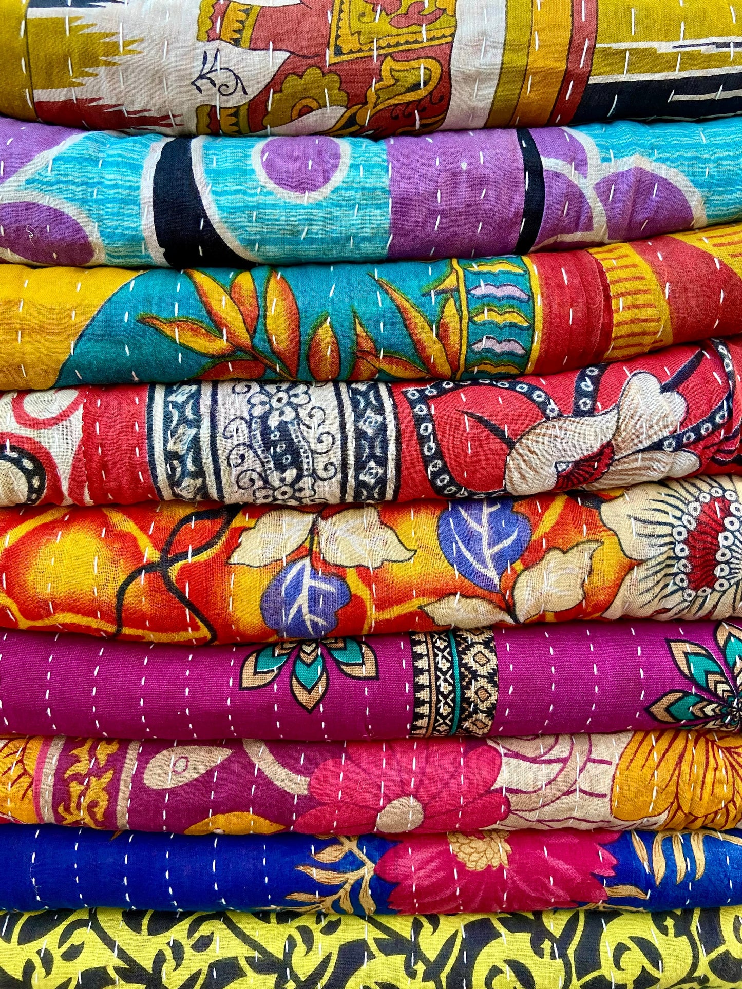 Wholesale Lot Indian Handmade Vintage Cotton Kantha Quilts Throws Blankets