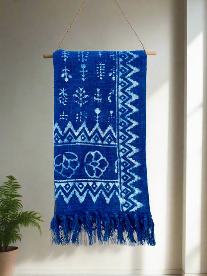 Indigo Mud Cloth Printed Cotton Throw Blanket