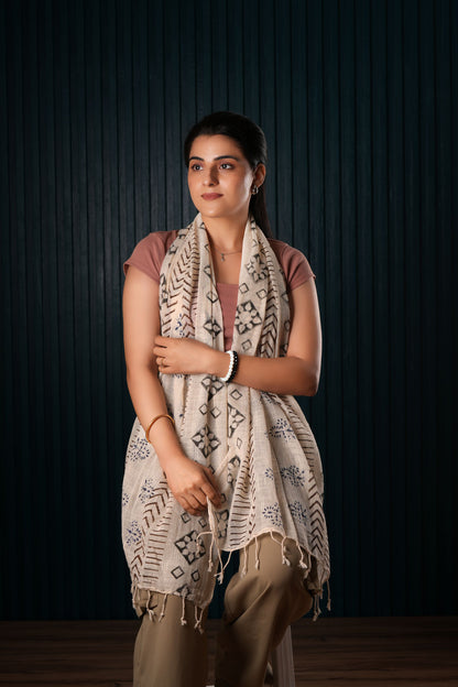 Cotton Hand-Block Printed Organic Scarf / Sarong