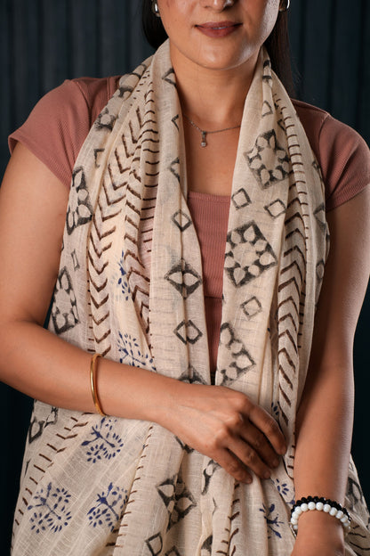 Cotton Hand-Block Printed Organic Scarf / Sarong