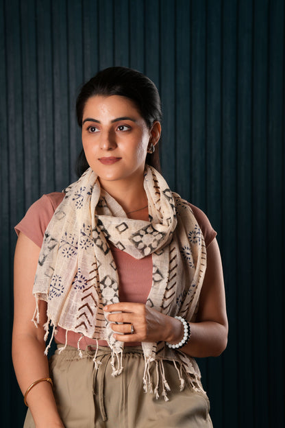 Cotton Hand-Block Printed Organic Scarf / Sarong
