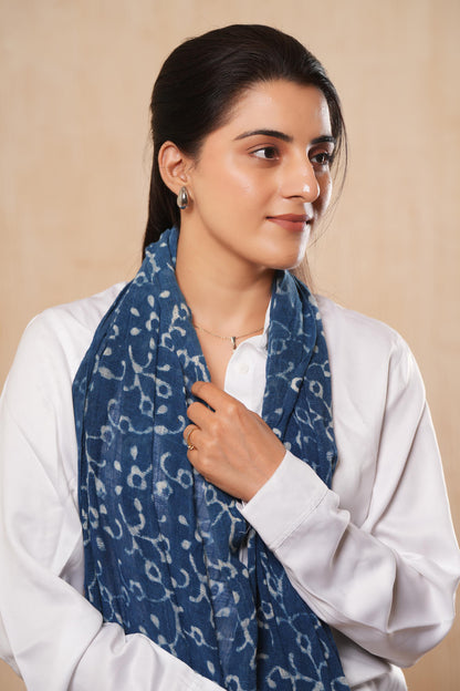 Indian Cotton Boho Printed Indigo Scarf