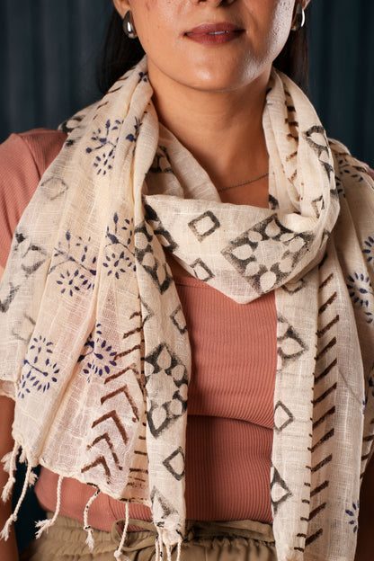 Cotton Hand-Block Printed Organic Scarf / Sarong