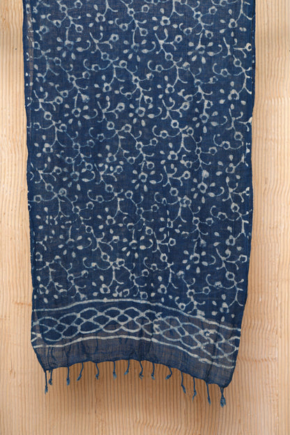 Indian Cotton Boho Printed Indigo Scarf