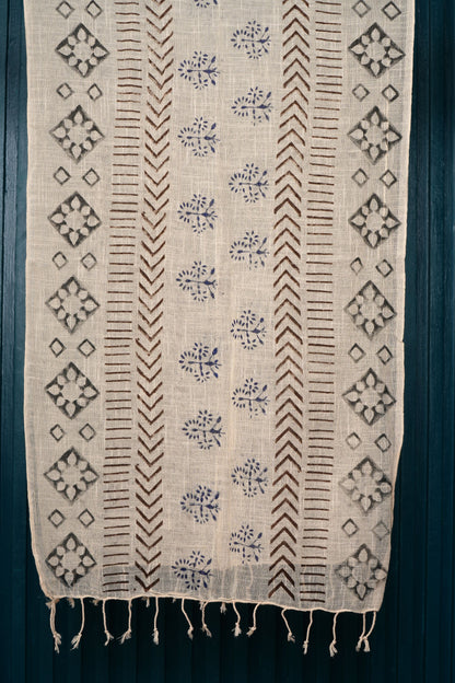 Cotton Hand-Block Printed Organic Scarf / Sarong