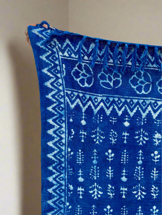 Indigo Mud Cloth Printed Cotton Throw Blanket