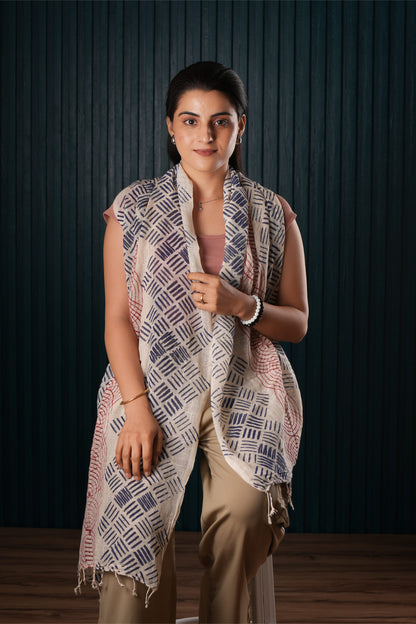 Cotton Hand-Block Printed Organic Scarf / Sarong
