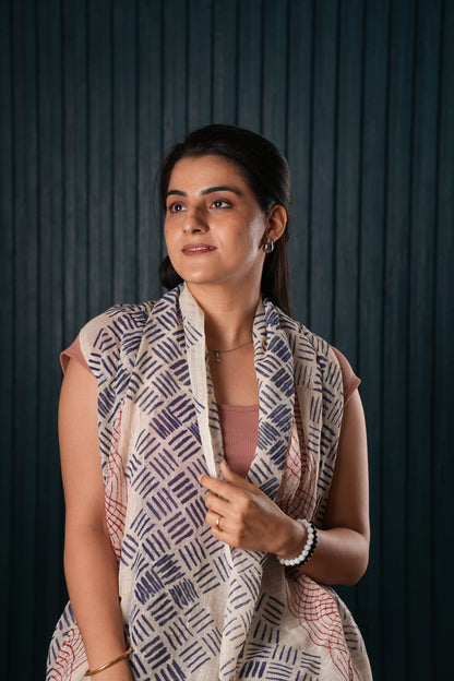 Cotton Hand-Block Printed Organic Scarf / Sarong