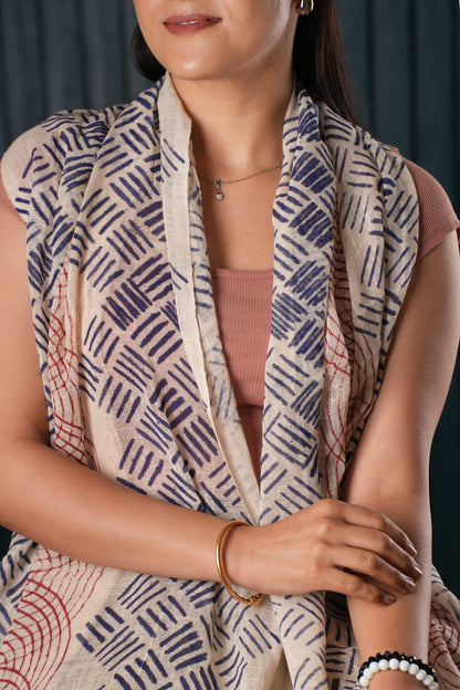 Cotton Hand-Block Printed Organic Scarf / Sarong