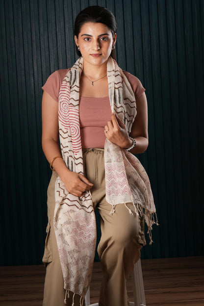Cotton Hand-Block Printed Organic Scarf / Sarong