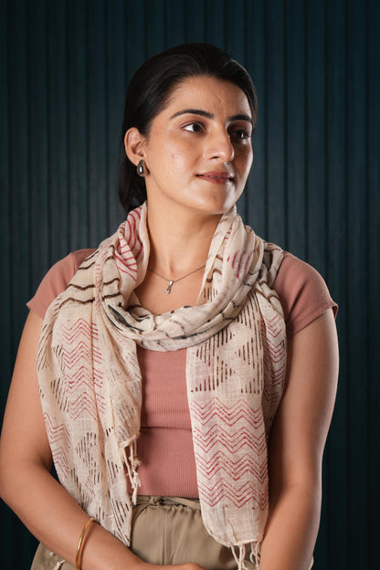 Cotton Hand-Block Printed Organic Scarf / Sarong