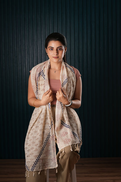 Cotton Hand-Block Printed Organic Scarf / Sarong