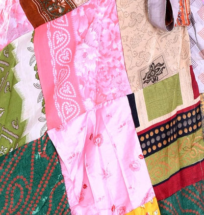 Handmade Vintage Patchwork Silk Long Wrap Skirt