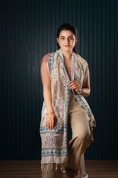 Cotton Printed Scarf Indian Boho Hand-Block Mud Cloth Printed Scarves