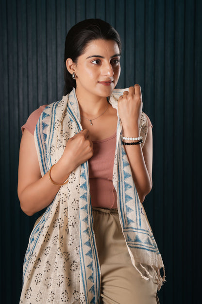 Cotton Printed Scarf Indian Boho Hand-Block Mud Cloth Printed Scarves