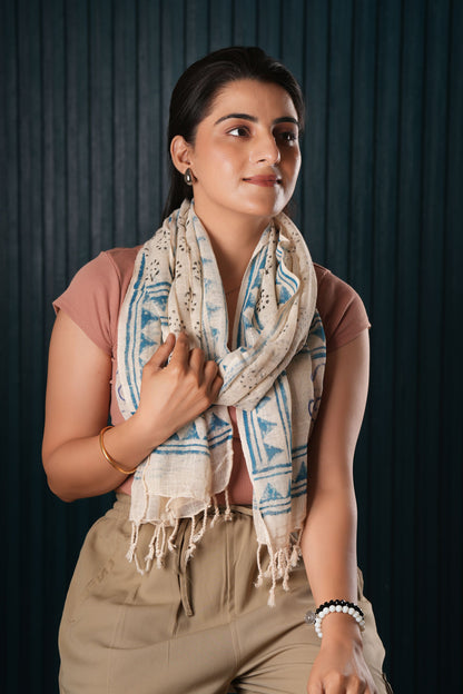 Cotton Printed Scarf Indian Boho Hand-Block Mud Cloth Printed Scarves